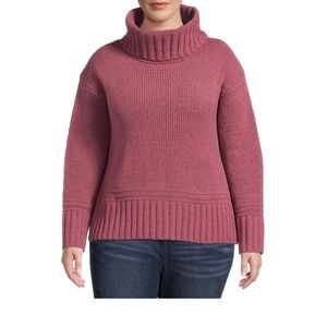 Terra & Sky Women's Plus Size Chenille Turtleneck Sweater